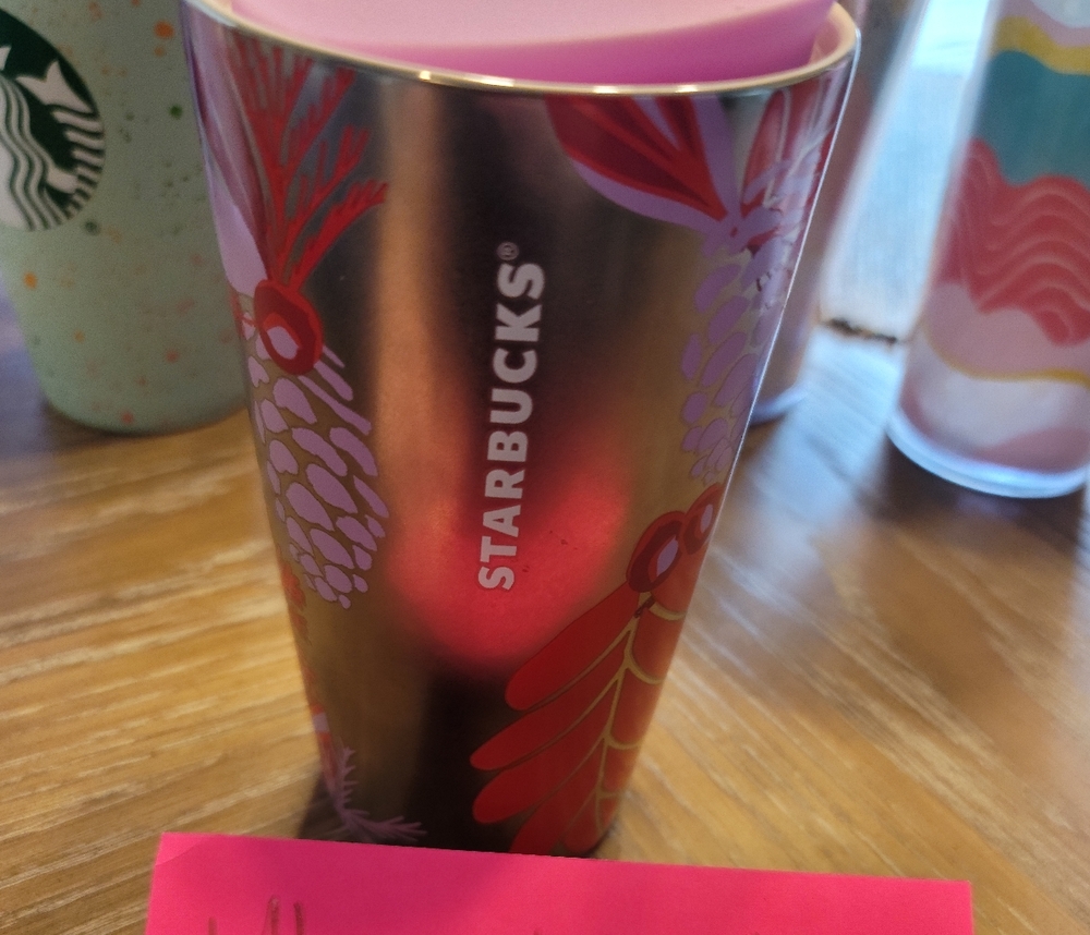 NWT 2021 HOLIDAY PURPLE RED PINECONE STARBUCKS TRAVEL TUMBLER CERAMIC